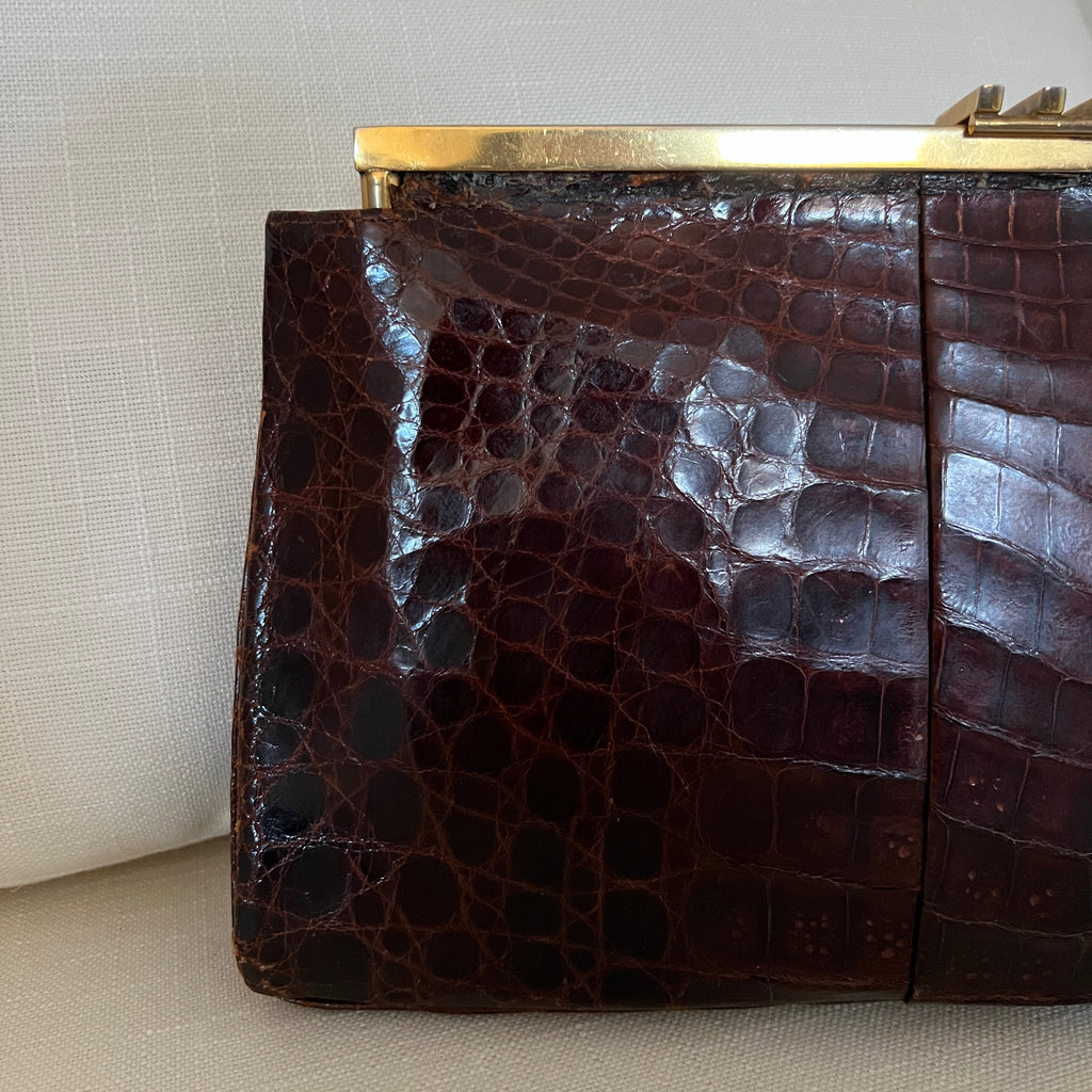 Oversized Genuine Alligator Leather Clutch