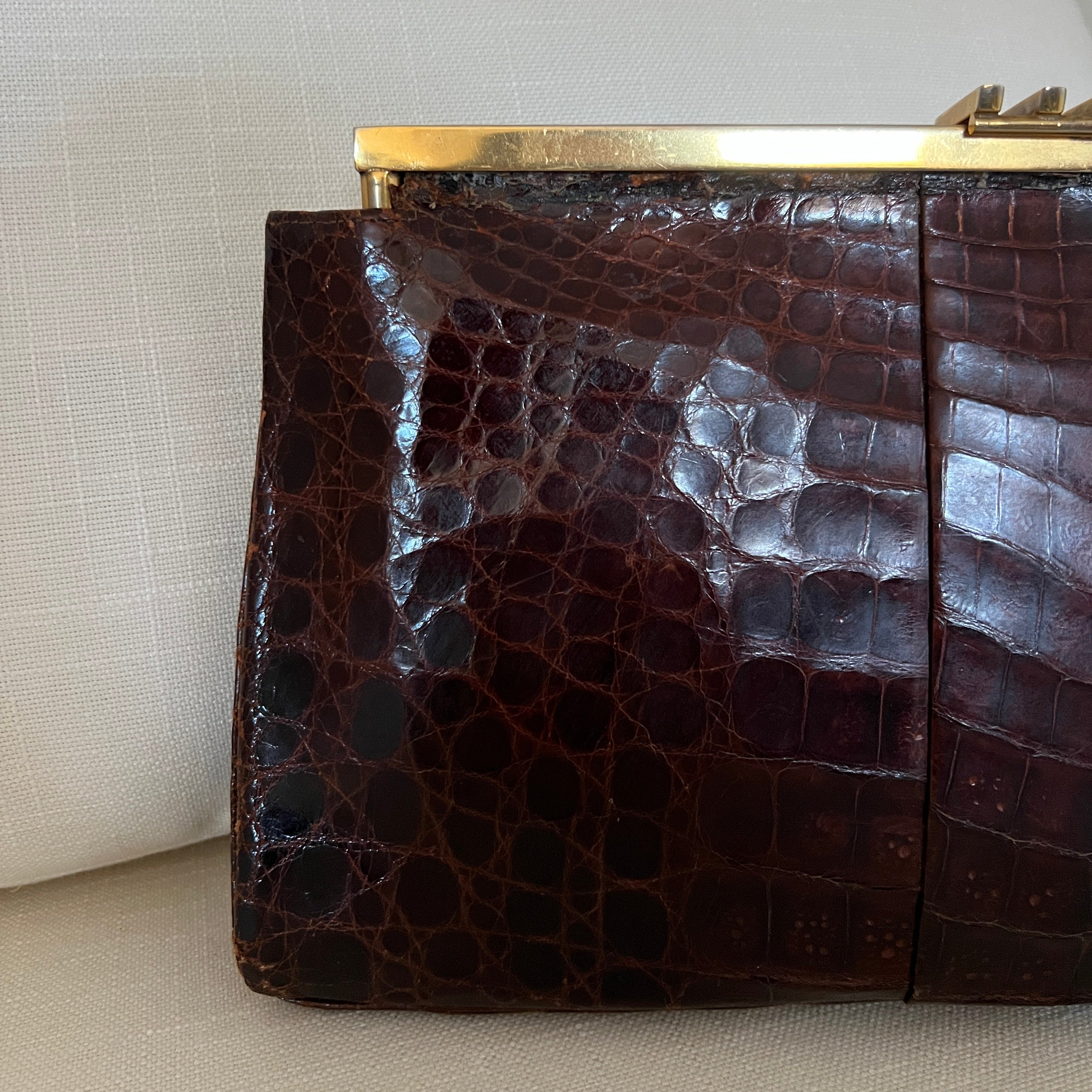 Oversized Genuine Alligator Leather Clutch