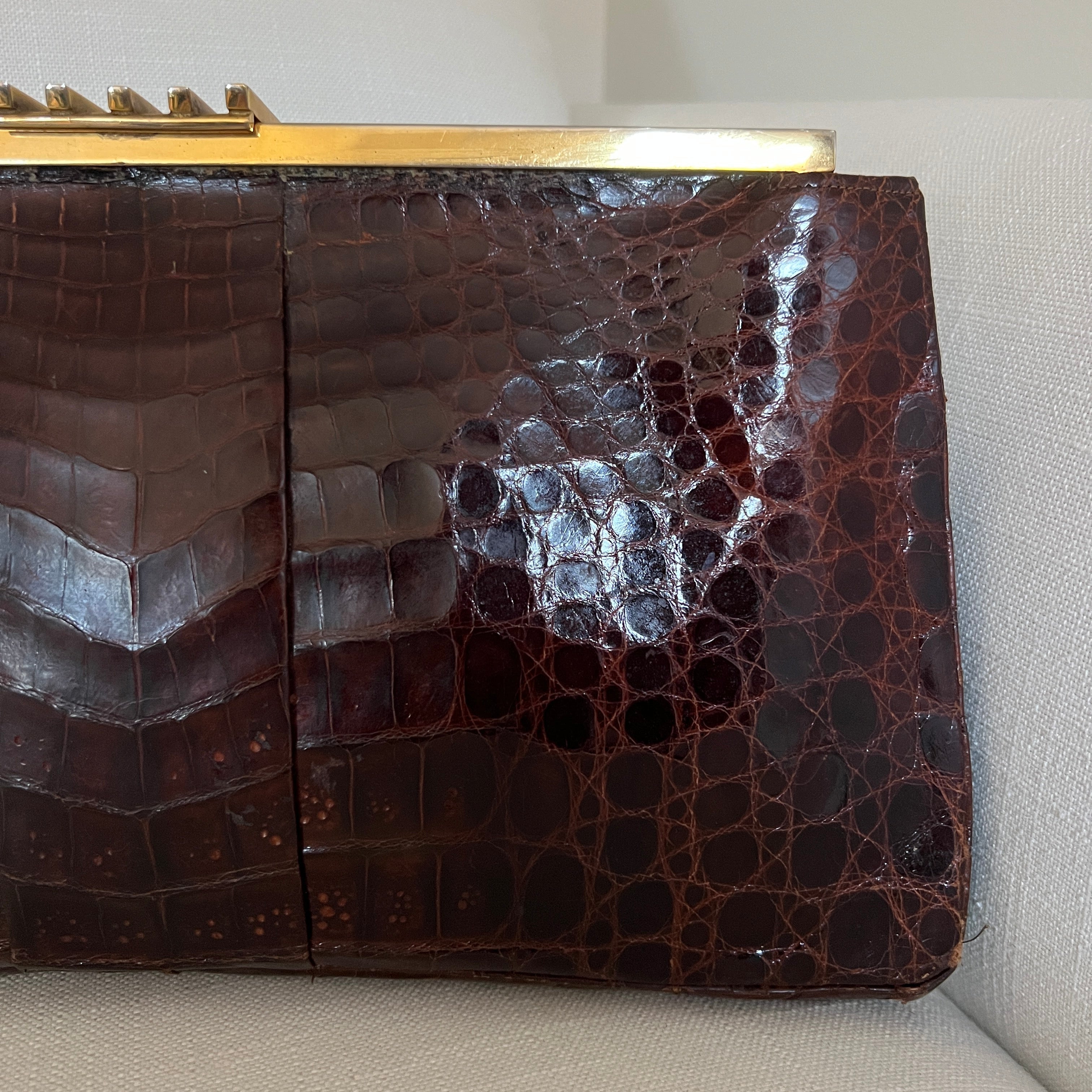 Oversized Genuine Alligator Leather Clutch