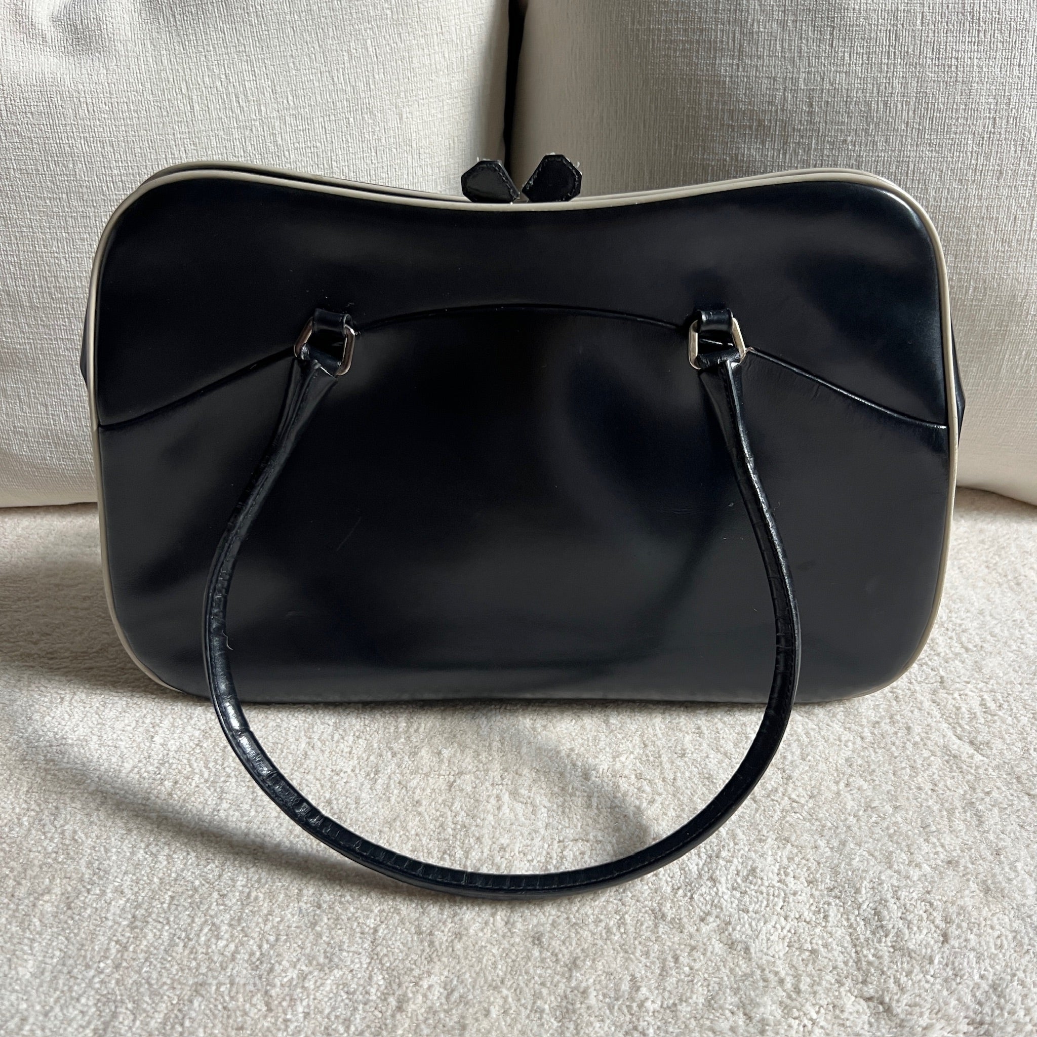 Vintage Prada Leather Kiss-Lock Shoulder Bag