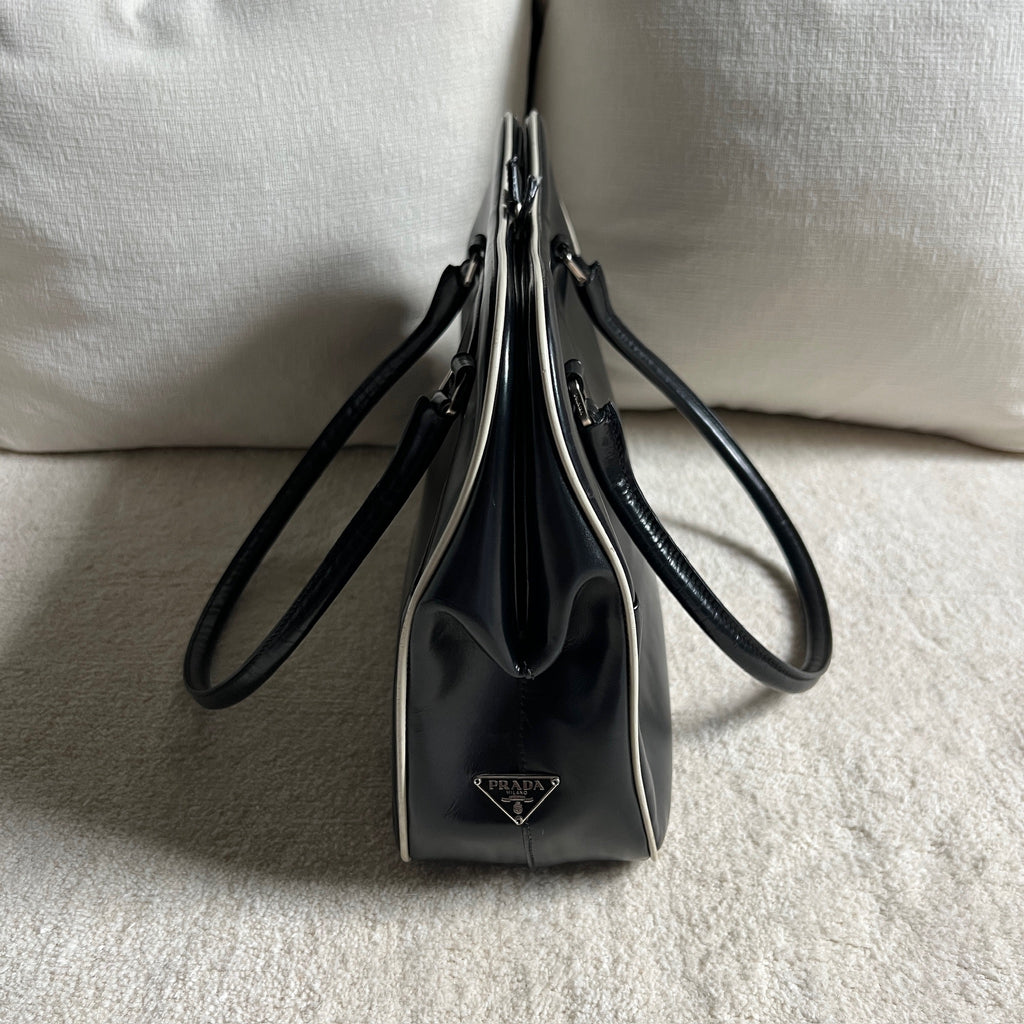 Vintage Prada Leather Kiss-Lock Shoulder Bag