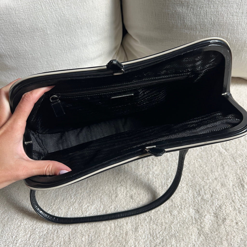 Vintage Prada Leather Kiss-Lock Shoulder Bag