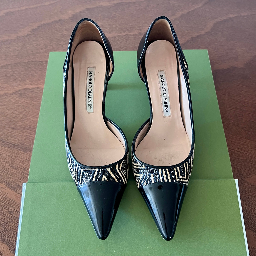 Manolo Blahnik Geometric Print D'Orsay Pumps 37