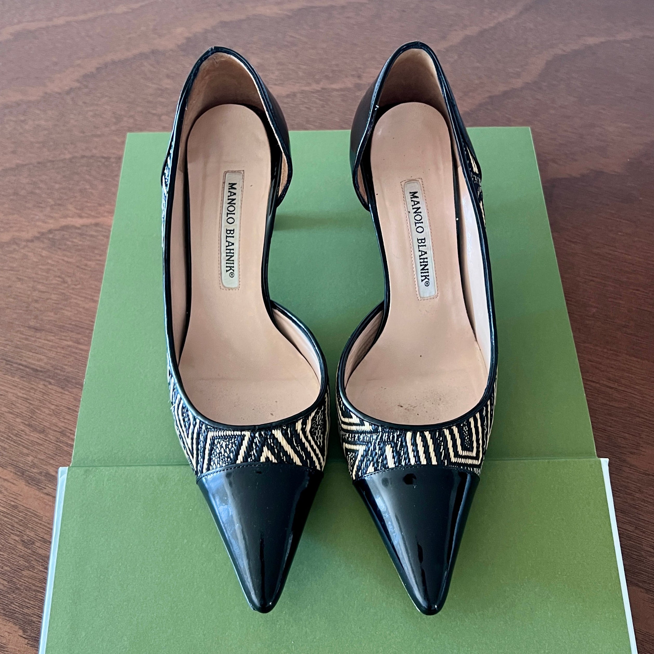 Manolo Blahnik Geometric Print D'Orsay Pumps 37