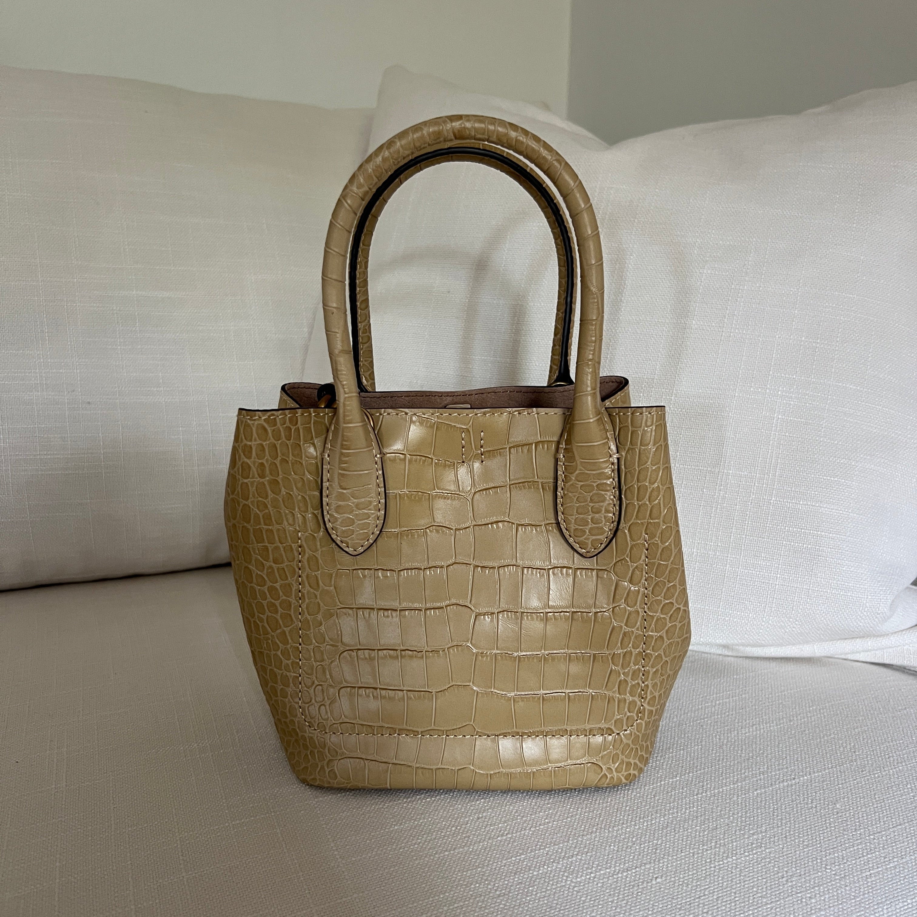 Camel Polo Ralph Lauren Bellport Embossed Tote, Small