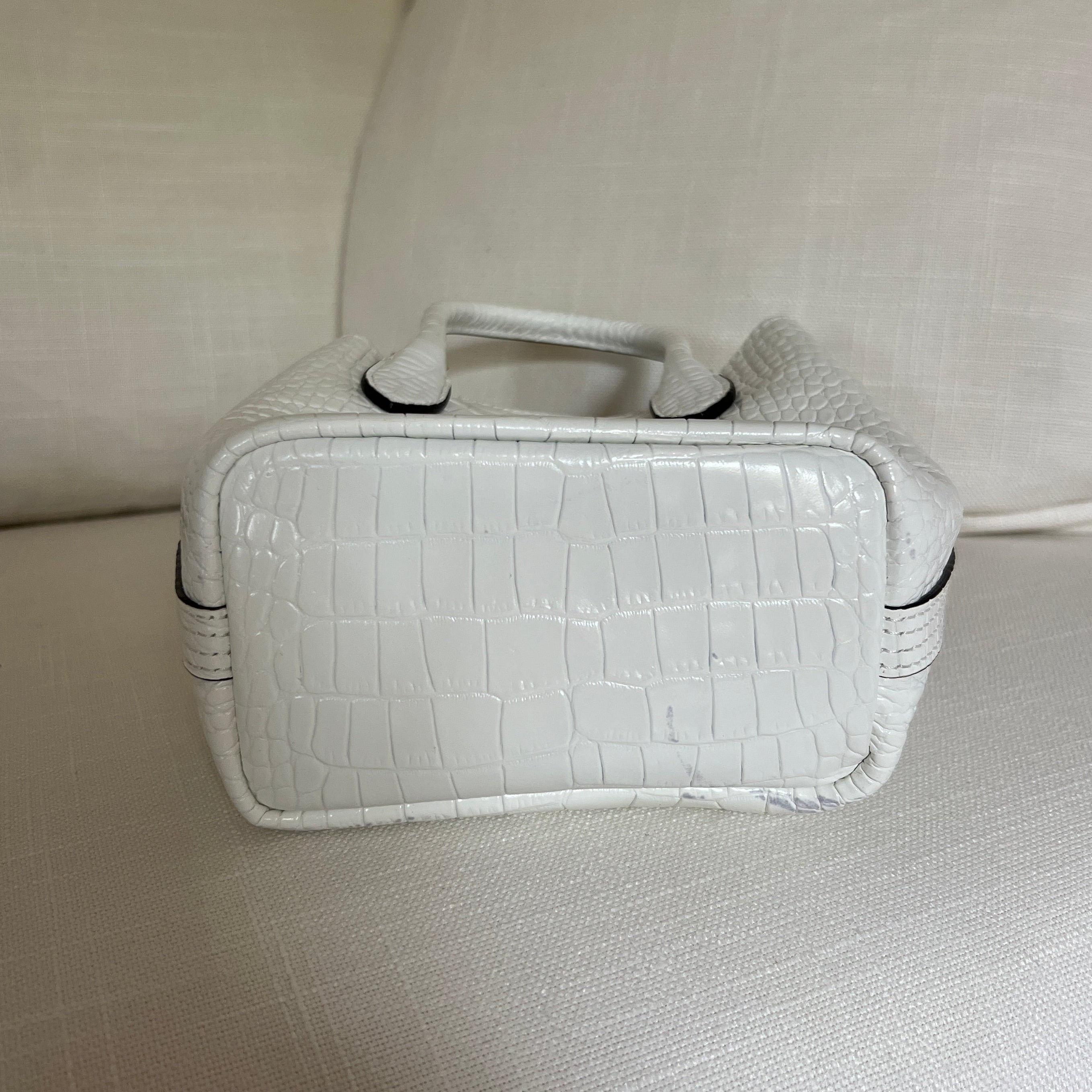 White Polo Ralph Lauren Bellport Embossed Tote, Small