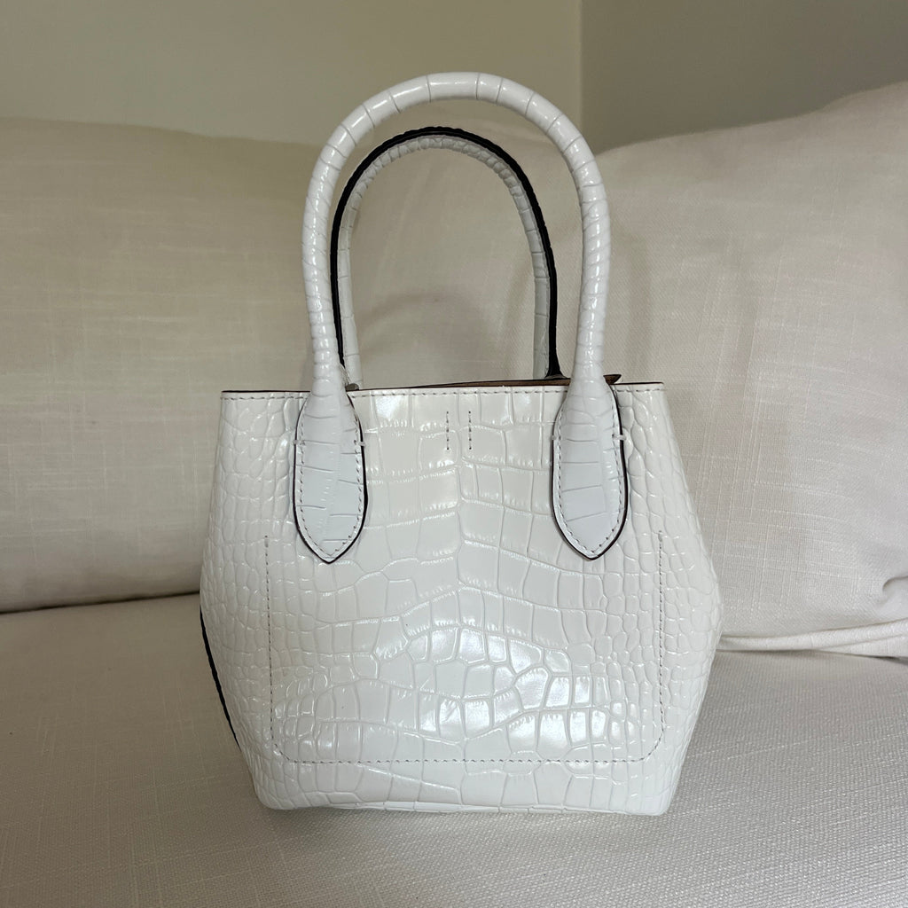 White Polo Ralph Lauren Bellport Embossed Tote, Small