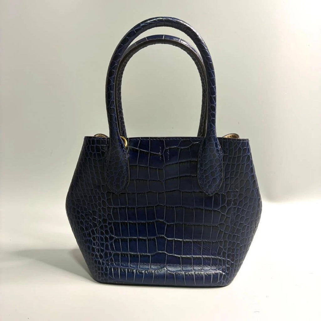 Navy Polo Ralph Lauren Bellport Embossed Tote, Small