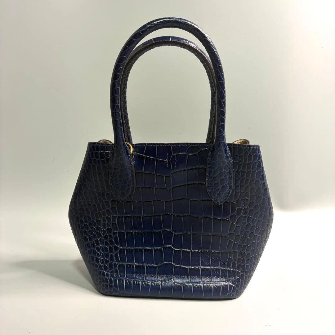 Navy Polo Ralph Lauren Bellport Embossed Tote, Small